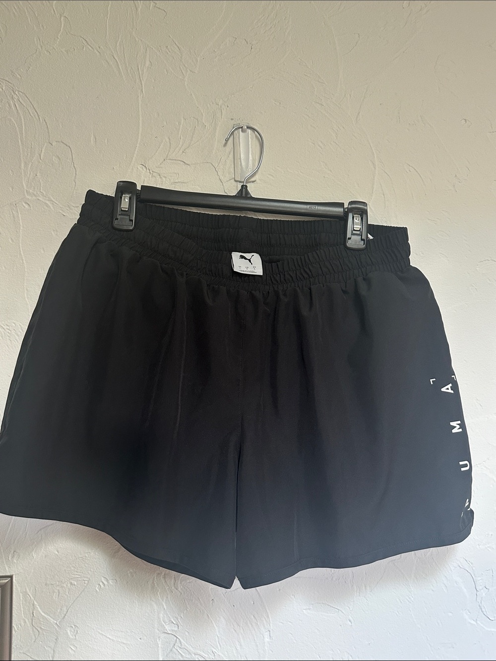 Puma Black Women's Athletic Shorts with White Puma Script
